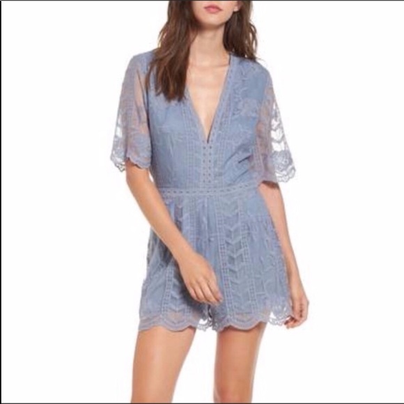 Socialite Dresses & Skirts - Light blue lace socialite romper